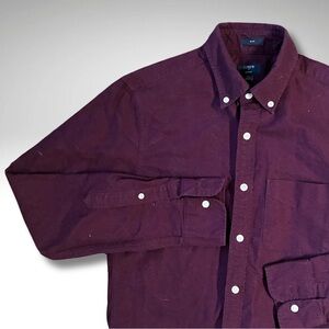 J.Crew Slim Fit Oxblood Burgundy Cotton Oxford Button Front XS